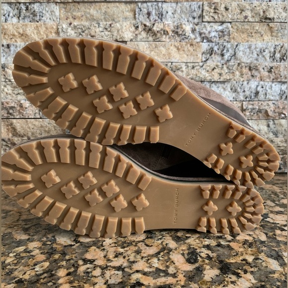 Tory Burch Suede Logo Lug Sole Wedge Boot - Picture 7 of 8